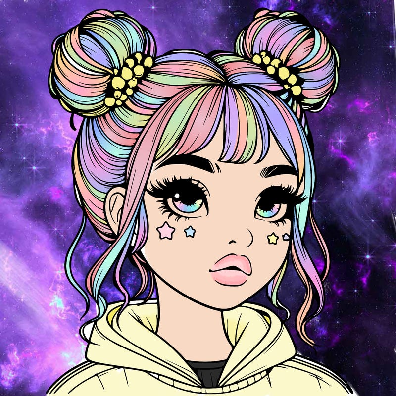 realistic girl with space buns