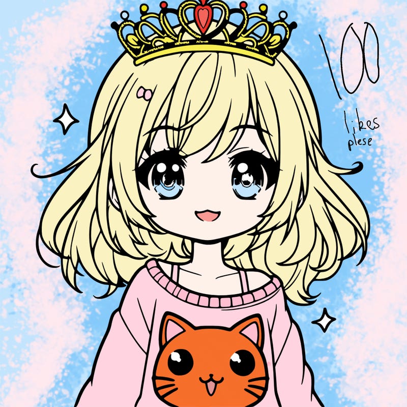 a anime girl with a tiara and a cat jumper