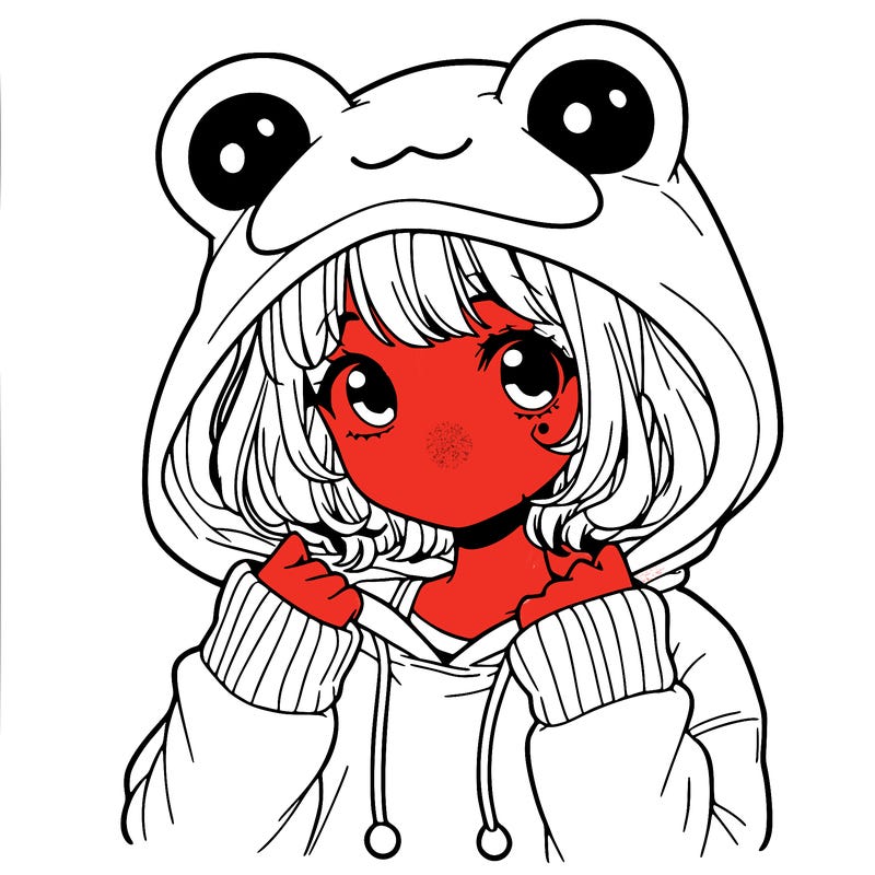a cute teenage girl wearing a frog hoodie