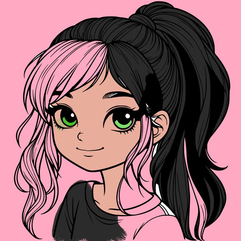 realistic girl with ponytail