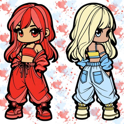 girl in crop top and baggy pants