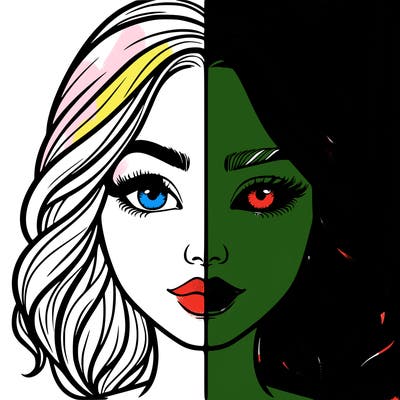 realistic girl split half