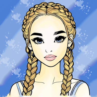 realistic girl with braids