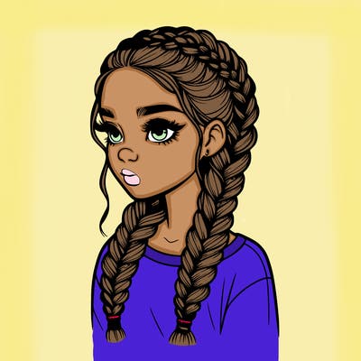 realistic girl with braids