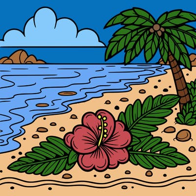 hawaiian flower on a beach