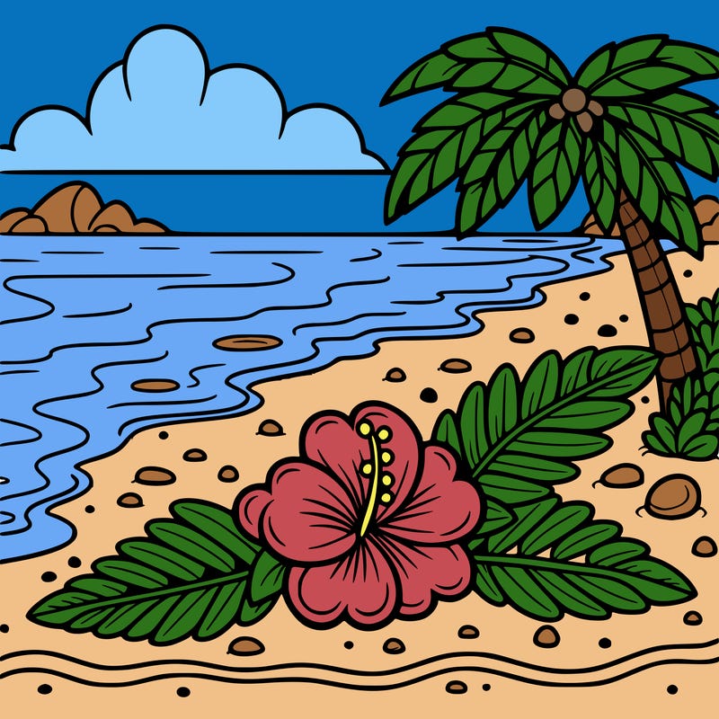hawaiian flower on a beach