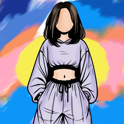 realistic girl faceless with baggy pants and a crop top