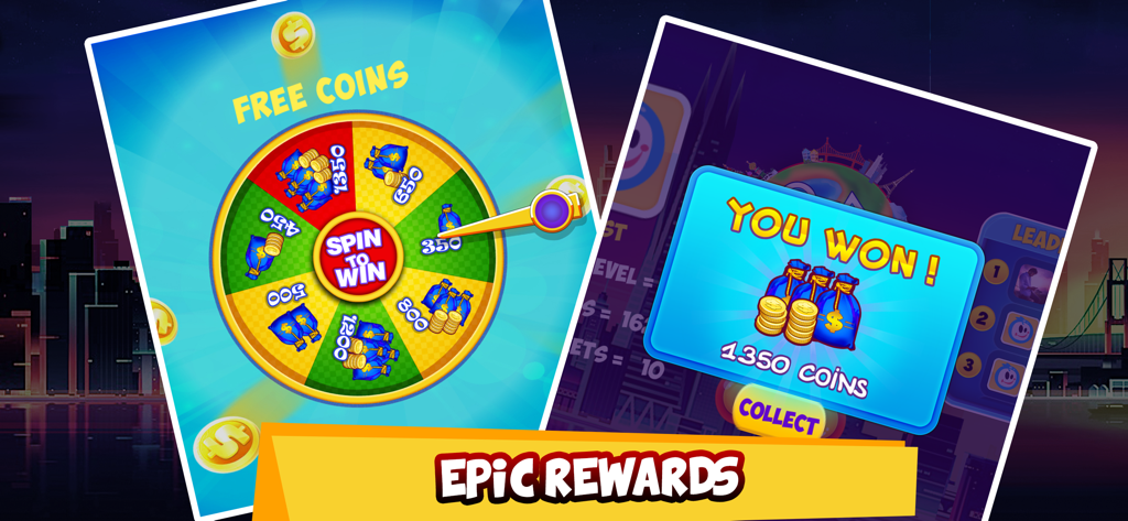 Bingo Frenzy spin to win wheel and coin reward screen