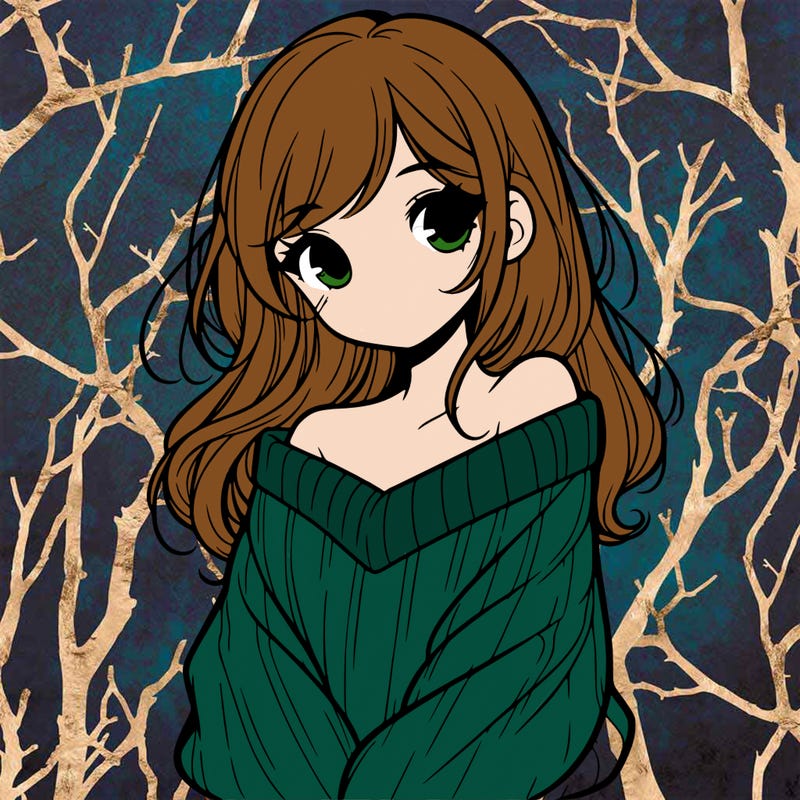 shy pretty girl wearing a sweater that is falling off one shoulder portrait