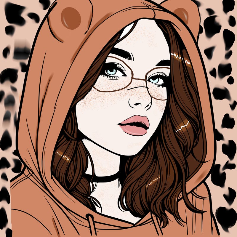 realistic girl with hood on