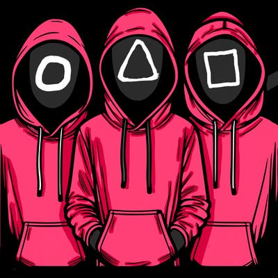 3 faceless people in  hoodies