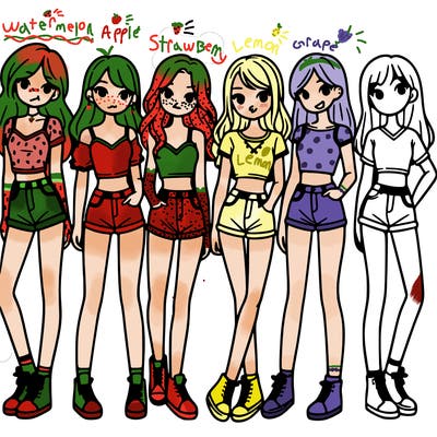 a group of girls wearing crop tops and shorts