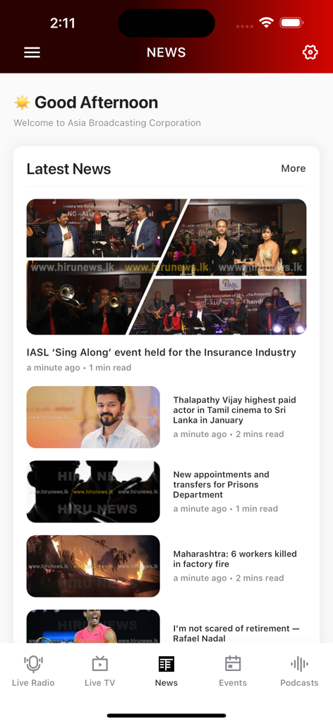 GoldFM Mobile - GoldFM Mobile app news section displaying latest headlines and articles.