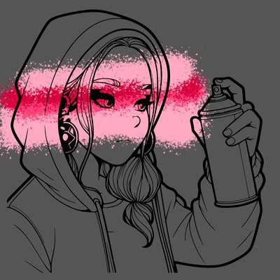 a realistic girl, spray painting