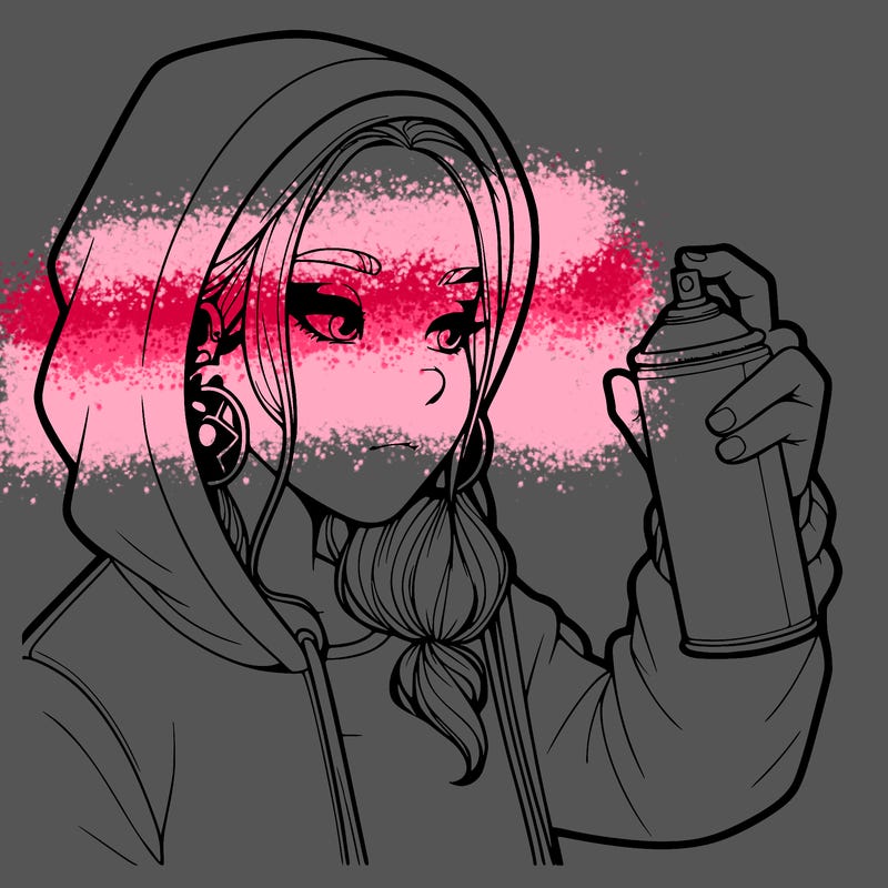 a realistic girl, spray painting