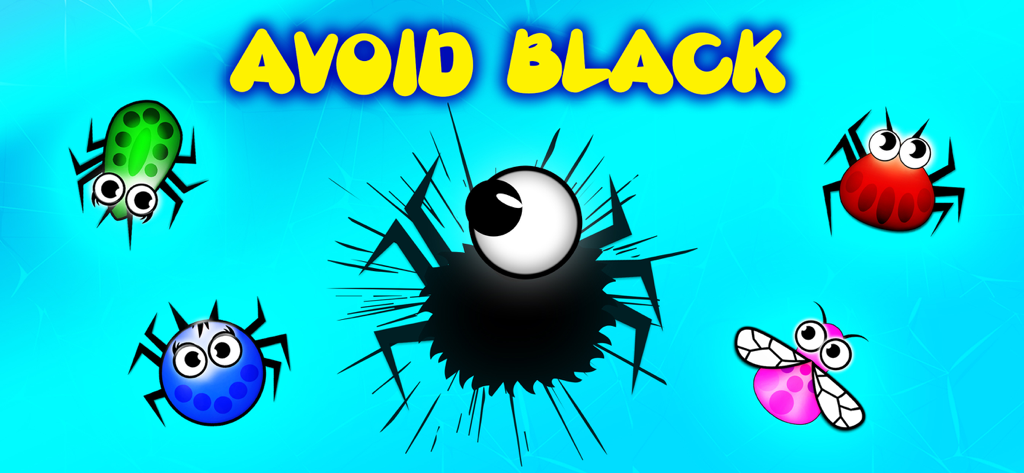 Smash Master ! - Smash Master-Spielbildschirm mit bunten Cartoon-Käfern und einer Warnung, den großen schwarzen Käfer zu vermeiden