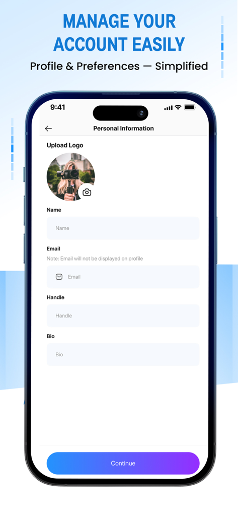 Tradvio AI : Analyze Charts - Tradvio AI app personal information screen for profile management