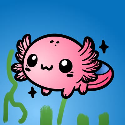 cute easy baby axolotl