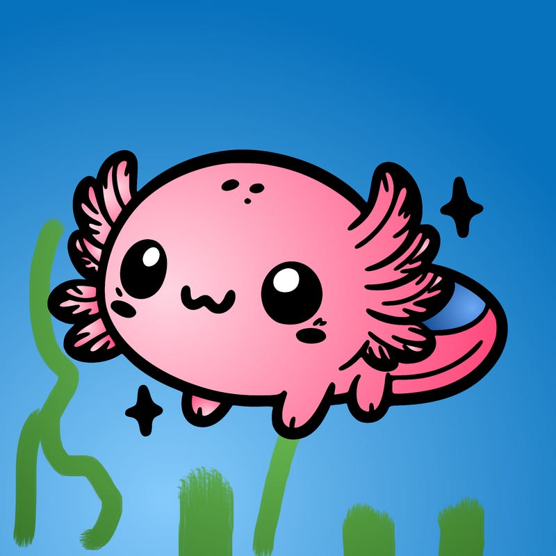 cute easy baby axolotl