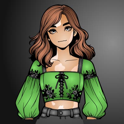 realistic girl with crop top