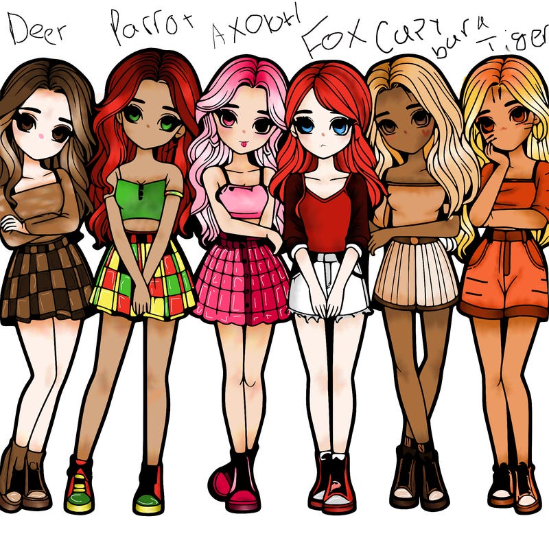 a group of girls realistic