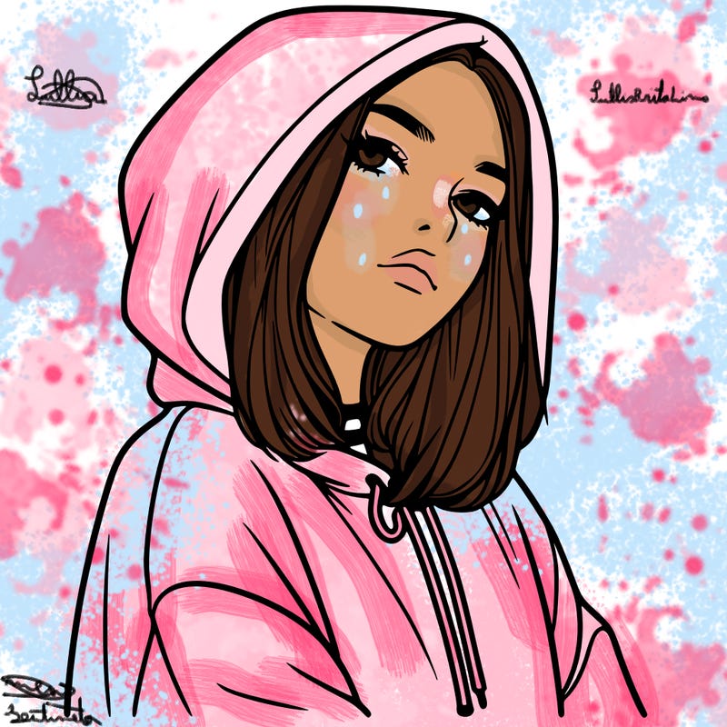 a realistic girl in a hoodie