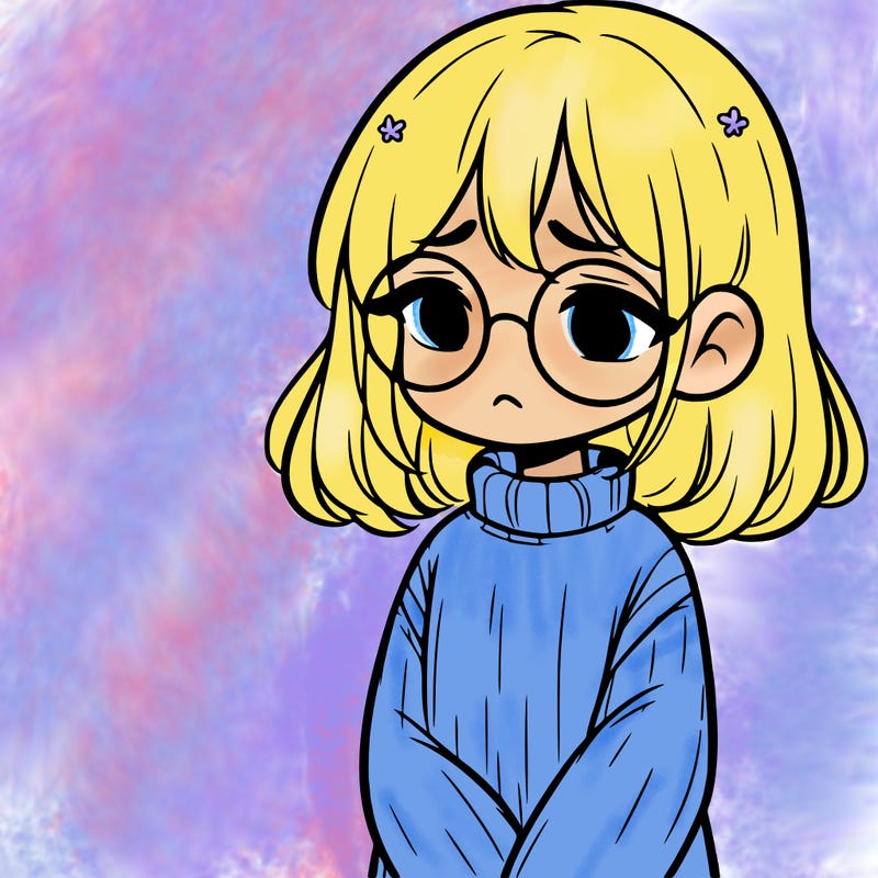 sad girl with glasses in a sweater