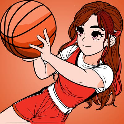 realistic girl playing basketball