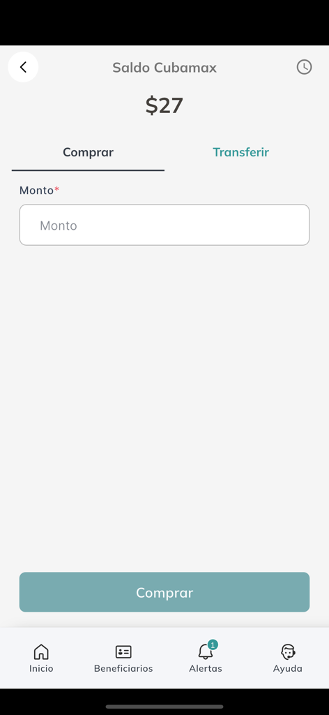 CubaMax - CubaMax app screen showing the buy balance interface and current credit