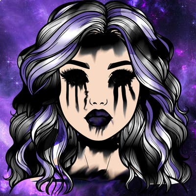 realistic girl with wavy hair and lips