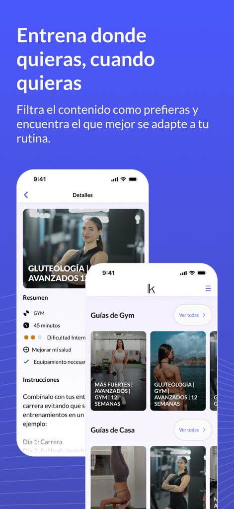 Saiyan Workout - Entrenamiento - Screenshot of Saiyan Workout app showing various gym and home training guides
