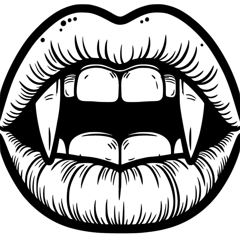 lips with vampire teeth