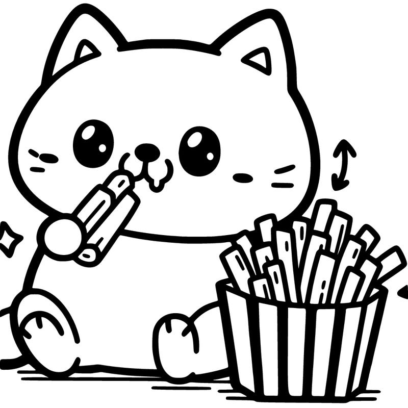 cat eating a french-fry