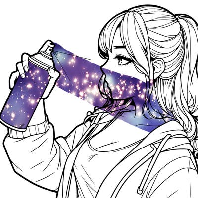 a realistic girl spray, painting