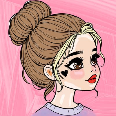 realistic girl with bun
