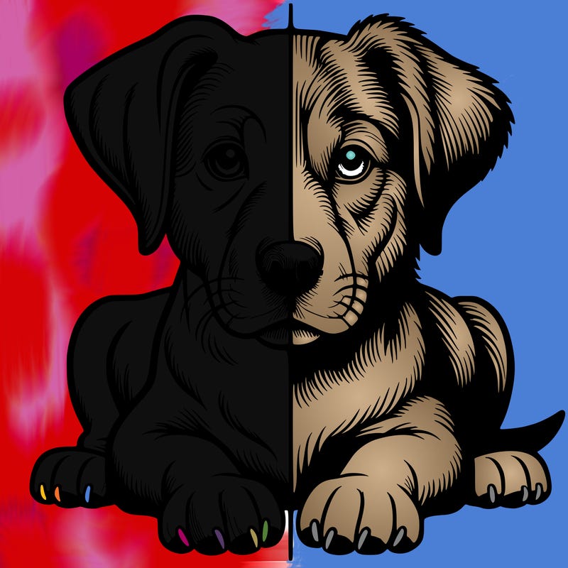 realistic dog split picture