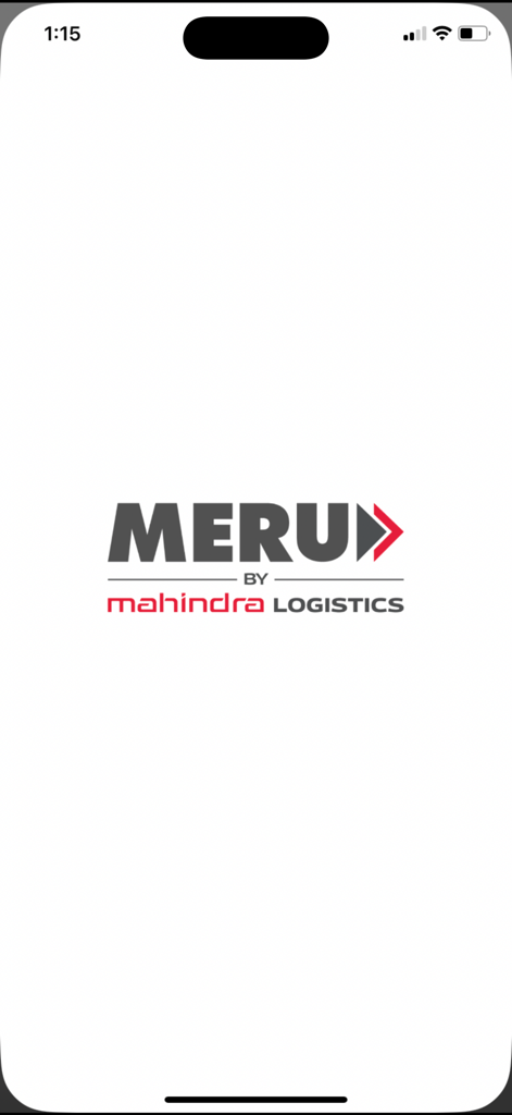 Meru Cabs-Local and Outstation - Pantalla de inicio de Meru Cabs con marca Mahindra Logistics