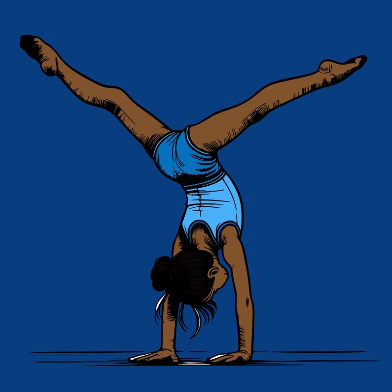realistic gymnastic hand stand girl in four splits