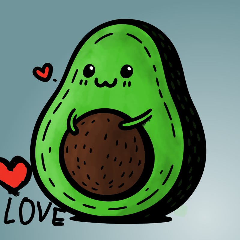 an avocado hugging an avocado