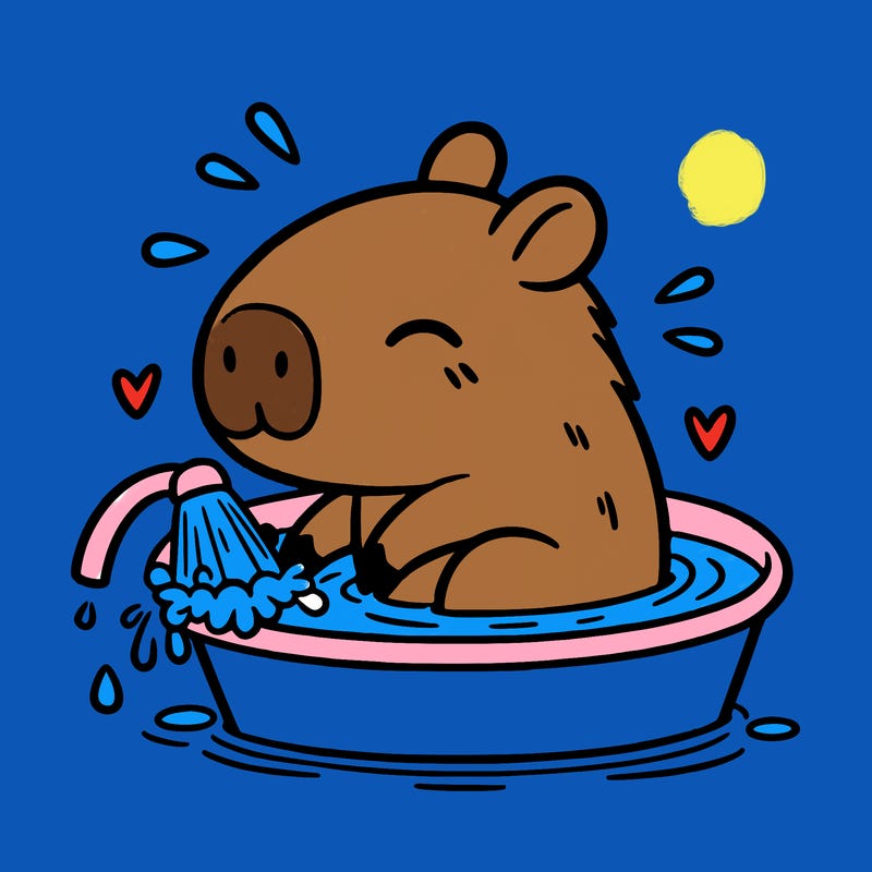 capybara taking a bath