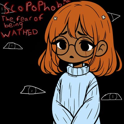 sad girl with glasses in a sweater