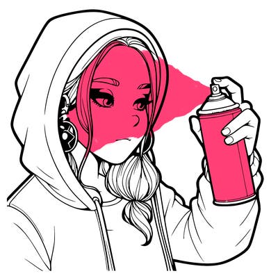 a realistic girl, spray painting