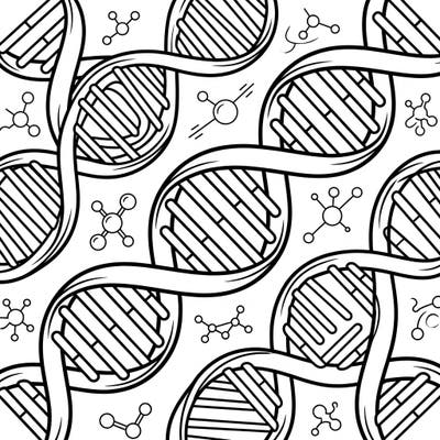 Ignite your child's curiosity with this fascinating DNA helix spirals coloring page. Perfect for young scientists, it combines artistic fun with a glimpse into genetics.