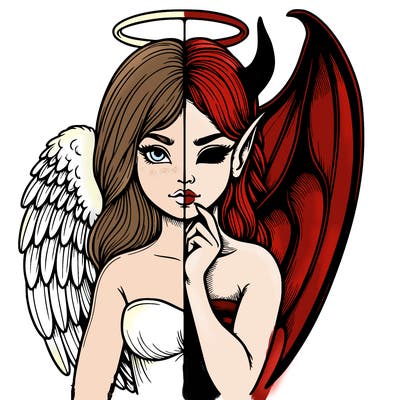 realistic angel half demon