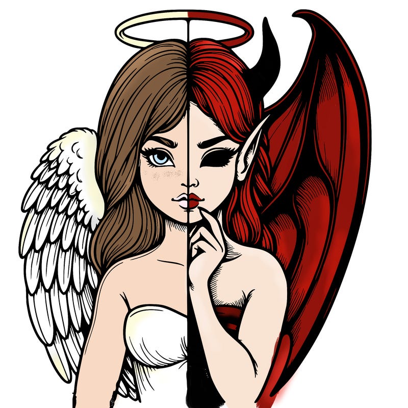 realistic angel half demon