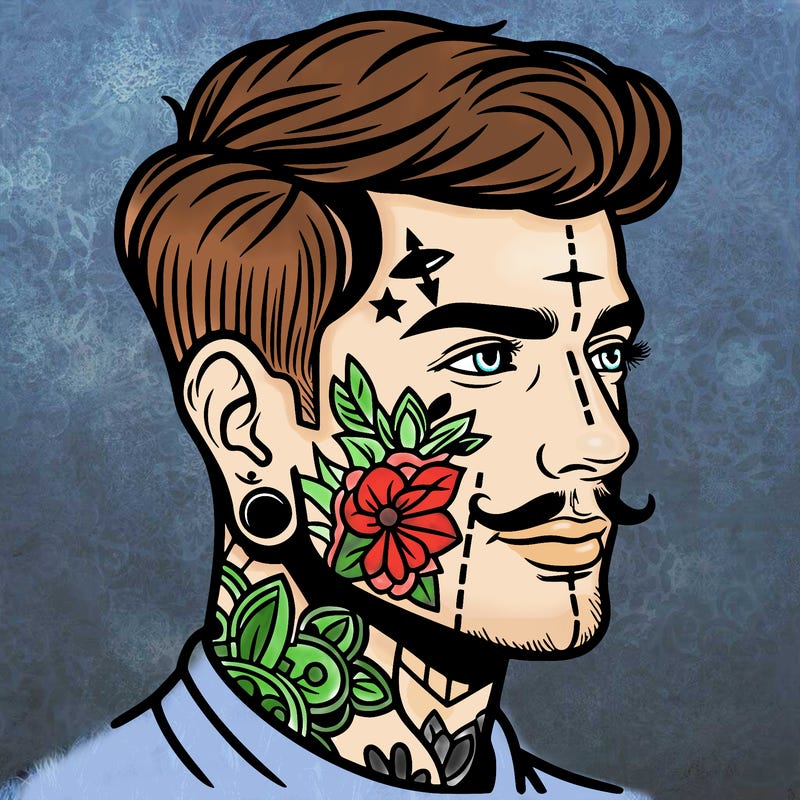 man with face tattoos