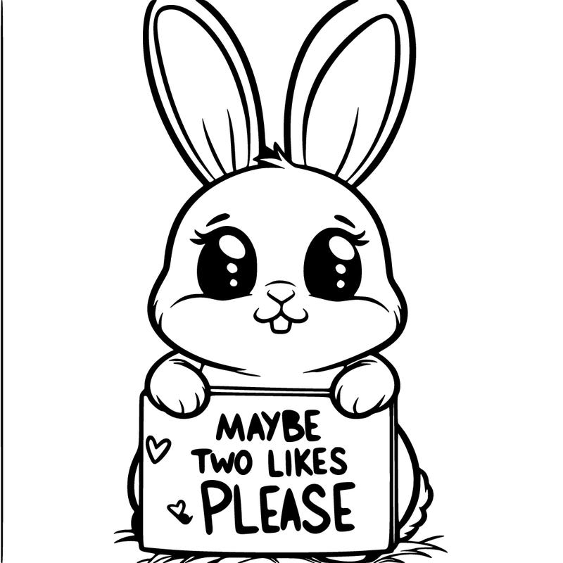 a bunny with a sign that says maybe two likes please