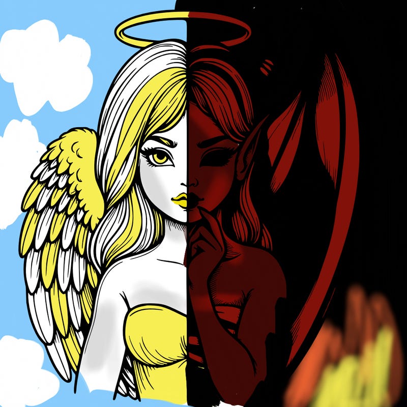 realistic angel half demon