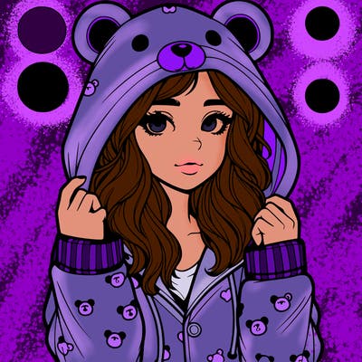 realistic girl in a animal pjs hoodie