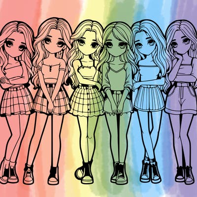 a group of girls realistic